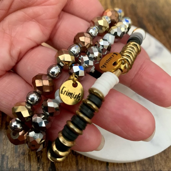 Erimish set of three new bracelets black and gold - Picture 6 of 8